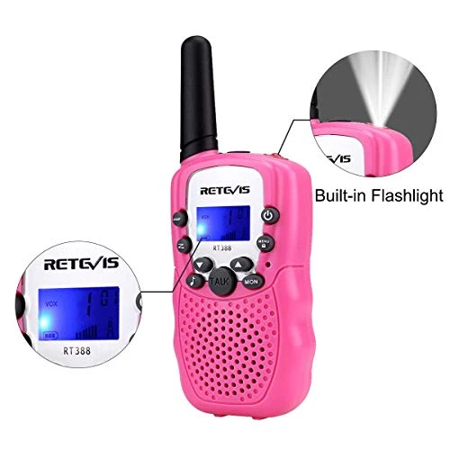 Retevis RT-388 Kids Walkie Talkies Rechargeable, Gifts For 5-13 Year Old Girls Boys, Walkie Talkie With Charging Cable Batteries, 22 CH, Flashlight, Family Holiday Outdoor Camping(Pink,2 Pack) 4 Retevis RT-388 Kids Walkie Talkies Rechargeable, Gifts For 5-13 Year Old Girls Boys, Walkie Talkie With Charging Cable Batteries, 22 CH, Flashlight, Family Holiday Outdoor Camping(Pink,2 Pack) - Image 2