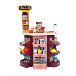 ETHY Kids Grocery Store Playset | Supermarket Playset With Accessories | Grocery Play Store, Shopping Cart & Scanner For 2 To 5 Year Old Kids (1), Red, Fdfafdsf