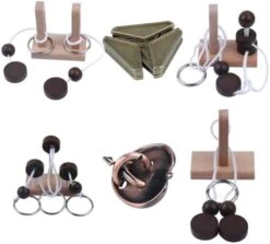 Wooden And Metal 3D Unlock Interlock Assorted Brain Teasers Puzzles，IQ Logic Training Family Game Party Favor Coffee Table Time Unlock Interlock Mind Puzzles Box -Folkmanis Toys Shop 41L5yiib42L. AC