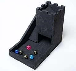 Dice Tower - DND Dice Tray, Board Game Dice Tower - Dice Rolling Tray, Large Tower - Perfect For RPG And Tabletop Gaming White/Black (White) -Folkmanis Toys Shop 41L6UTSHhOL. AC