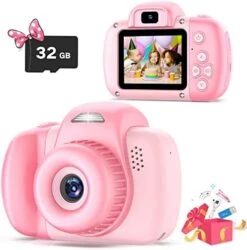 Goopow Mini Kids Camera Toys For 3 4 5 6 7 8 Year Old Girls Boys, Toddler Children Digital Video Camcorder Camera, Best Chritmas Birthday Festival Gift For Kids - 32G SD Card Included -Folkmanis Toys Shop 41LgKCa6I2L. AC