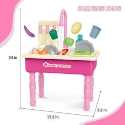 DeAO Kitchen Toy Sink Toys With Cutting Food,Electric Dishwasher Playing Toy With Running Water, Role Playing Game Pretend Food,44 PCS Kitchen Accessories Set For 3 4 5 Years Old Girls Boys -Folkmanis Toys Shop 41MlrdBSOgL