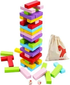 Gentle Monster Wooden Stacking Board Games, 54 Pcs Fruit Colored Tower Building Blocks Games For Kids, Wood Balancing Blocks Montessori Toy Gift For Boys Girls -Folkmanis Toys Shop 41MpYwFcwUL. AC
