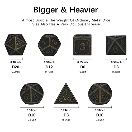 Dungeons And Dragons Dice Set,RULE DICE Metal DND Dice Set With Gifts Box For Role Playing Game,7PCS Polyhedral D&D Dice Kit(Bronze Plated) 4 Dungeons And Dragons Dice Set,RULE DICE Metal DND Dice Set With Gifts Box For Role Playing Game,7PCS Polyhedral D&D Dice Kit(Bronze Plated) - Image 2