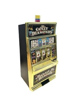 Crazy Diamonds Jumbo Slot Machine Gold Casino Toy Piggy Bank Replica With Flashing Lights And Jackpot Alert Sounds -Folkmanis Toys Shop 41NFyN4RUoL