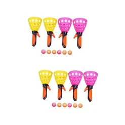 BESPORTBLE 4 Pairs Toy Launcher Catch Bouncy Ball Pop Toss Game Launch And Catch Balls Toy Ball Double Play Balls And Catch Launcher Catcher Game Ball Launcher Pong Bouncing Ball Sports