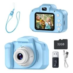 Upgrade Kids Selfie Camera, Dual-Camera Configuration Christmas Birthday Gifts For Kids Age 3-9,HD Digital Video Camera For Toddler, Portable Toy For 3 4 5 6 7 8 Year Old Boys With 32GB SD Card
