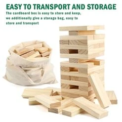 Steventoys Tumble Tower Set, 54PCS Large Timber Game With Storage Bag, Wooden Stacking Games For Kids Adults And Family, Outdoor And Indoor Play -Folkmanis Toys Shop 41NtEV5alOL