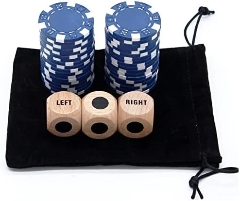 Bilywey Upgrade Left Right Center Dice Game Set With 3Pcs Beech Wood Dices + 36Pcs 11.5g Poker Chips (Red) 8 Bilywey Upgrade Left Right Center Dice Game Set With 3Pcs Beech Wood Dices + 36Pcs 11.5g Poker Chips (Red) - Image 6