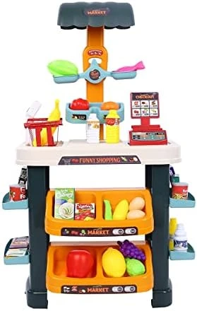 GENERIC Grocery Game Store Children’S Gifts Girl Supermarket Kitchen Toy Set With Scanner And Accessories, Pretend Game Food Shopping Cashier Shield (Multicolour, One Size) 8 GENERIC Grocery Game Store Children’S Gifts Girl Supermarket Kitchen Toy Set With Scanner And Accessories, Pretend Game Food Shopping Cashier Shield (Multicolour, One Size) - Image 6