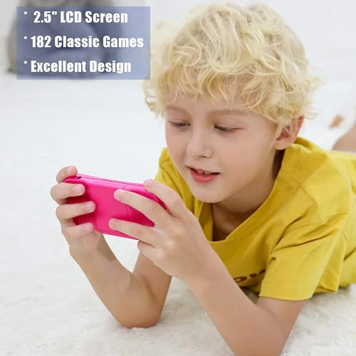 Handheld Game Console For Children Ages 4-12 , Built-in 182 Retro Classic Games 2.5" LCD Screen Portable 8 Bit TV Output Video Game Player Best Birthday Gift For Girls -RED 5 Handheld Game Console For Children Ages 4-12 , Built-in 182 Retro Classic Games 2.5" LCD Screen Portable 8 Bit TV Output Video Game Player Best Birthday Gift For Girls -RED - Image 3