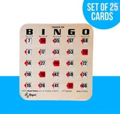 Regal Bingo - Finger-Tip Shutter Slide Bingo Cards - 25 Pack - Woodgrain - Perfect For Group Events, Bulk Purchasing - Non Repeating Set -Folkmanis Toys Shop 41OtIulotEL