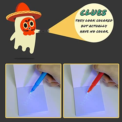 24 Pcs Invisible Ink Pens With UV Light For Kids, Spy Pen Invisible Magic Secret Message Pen With Two Notepads, Kids Party Favors Magic Marker Disappearing Ink Markers Festival Gift For Children 4 24 Pcs Invisible Ink Pens With UV Light For Kids, Spy Pen Invisible Magic Secret Message Pen With Two Notepads, Kids Party Favors Magic Marker Disappearing Ink Markers Festival Gift For Children - Image 2