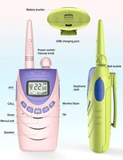 QNIGLO Walkie Talkie For Kids Rechargeable, Kids Walkie Talkies 4 Pack, Outdoor Camping Games With 𝗟𝗶-𝗶𝗼𝗻 𝗕𝗮𝘁𝘁𝗲𝗿𝘆, Pink Toys For Girls Walkie Talkies Halloween Xmas Birthday Gifts -Folkmanis Toys Shop 41Pb4JZylLL
