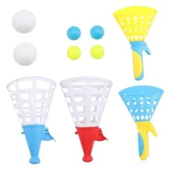 Ibasenice 2 Sets Catcher Kids Wooden Toys Stropping Kit Sports Toys Launch Catch Ball For Kids Outdoor Launch Catch Ball Toy Plastic Launch Catch Ball Game Parent-Child Japan Christmas