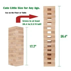 NI-ROU Wooden 2 In 1 Tumbling Tower Game With Poker Stacking Classic Games For Adults And Family Outdoor & Indoor 4.7 X 1.6 X 1 Inches