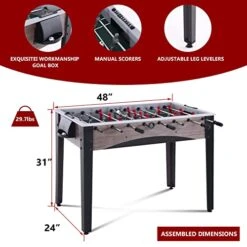 RayChee 48in Competition Sized Foosball Table, Arcade Table Soccer W/2 Balls For Kids And Adults, Indoor Foosball Table For Home, Game Room W/Wood Grain Finish And Foosball Accessories 10 RayChee 48in Competition Sized Foosball Table, Arcade Table Soccer W/2 Balls For Kids And Adults, Indoor Foosball Table For Home, Game Room W/Wood Grain Finish And Foosball Accessories -Folkmanis Toys Shop 41RXllh6eHL