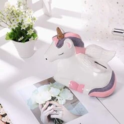 Unicorn Ceramics Piggy Bank For Girls, Perfect Unique Gifts For Girls, Coin Bank, Home Decoration, Nursery Décor, Keepsake, Savings Piggy Bank For Kids -Folkmanis Toys Shop 41RgbQ9nSqL