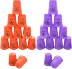 Lancisism 48Pcs Quick Stacking Cups Set, BPA-Free Material Sports Training Stacking Cup Game, Classic Family Game For Kids Adults Family, Great Gift Idea (Blue & Green & Purple & Red) -Folkmanis Toys Shop 41RoGZaUUbL. AC