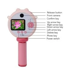 Kids Mini Play Camera, 2 Inch HD IPS Screen 48MP Dual Lens Kids Camera Toy With Tripod (Pink) -Folkmanis Toys Shop 41S21IaYIrL