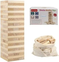Steventoys Tumble Tower Set, 54PCS Large Timber Game With Storage Bag, Wooden Stacking Games For Kids Adults And Family, Outdoor And Indoor Play -Folkmanis Toys Shop 41SJZukpYzL. AC