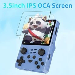 SERYUB RGB20S Handheld Game Console 3.5 Inch HD Screen, Retro Consoles Classic Emulator Gaming Pre-Installed System Plug-in Headphones Preinstalled Hand Held Video Games System 64GB(Blue) -Folkmanis Toys Shop 41SUpMmB9LL