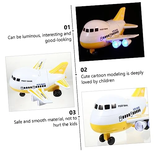 Alasum 1pc Airplane Piggy Bank Toys For Kids Educational Toys Kid Piggy Bank Musical Toy Toy Piggy Bank Toy Plastics, Electronic Components Yellow Saving Pot For Kids Coin Box Toy 4 Alasum 1pc Airplane Piggy Bank Toys For Kids Educational Toys Kid Piggy Bank Musical Toy Toy Piggy Bank Toy Plastics, Electronic Components Yellow Saving Pot For Kids Coin Box Toy - Image 2