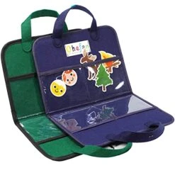 CHEFAN 2 Pack Felt Bag For Felt Figures, 2 Pack Portable Felt Board For Kids, Travel Felt Storyboard, Preschool Felt Stories Activities Play Kits, Board Only, Blue&Green