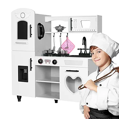 TaoHFE Kitchen Set For Kids Wooden Play Kitchen Toy Kitchen Sets For Boys Gift White Kitchen For Toddlers Kids Kitchen Playset Toys Kitchen Set For Kids Age 3+ Pretend Play With Lights & Sounds(White) 3 TaoHFE Kitchen Set For Kids Wooden Play Kitchen Toy Kitchen Sets For Boys Gift White Kitchen For Toddlers Kids Kitchen Playset Toys Kitchen Set For Kids Age 3+ Pretend Play With Lights & Sounds(White)