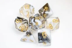Sharp Edge Dice Set For DND For Dungeons And Dragons Ttrpg Games, Multi-Sided RPG Polyhedral Resin Roleplaying Games (Black Yellow Marble) -Folkmanis Toys Shop 41SsE9Kx6L. AC
