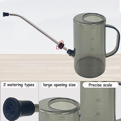 Andhuhu Watering Can With Long Spout, Watering Can For Outdoor Plants, Small Watering Can For Plants, Indoor Watering Can Plastic For Flower Garden, Removable Nozzle, 34 Oz/1 Liter, Black 4 Andhuhu Watering Can With Long Spout, Watering Can For Outdoor Plants, Small Watering Can For Plants, Indoor Watering Can Plastic For Flower Garden, Removable Nozzle, 34 Oz/1 Liter, Black - Image 2