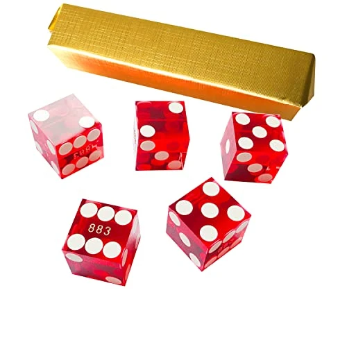 Yuanhe Set Of 5 Grade AAA Precision 19mm Serialized Casino Dice With Razor Edges And Corners - Red … 3 Yuanhe Set Of 5 Grade AAA Precision 19mm Serialized Casino Dice With Razor Edges And Corners - Red …
