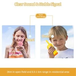 ODUFO Walkie Talkies For Kids 22 Channels 2 Way Radio Toy Gift For 3-12 Year Old Boys Girls 3Km Long Range For Outdoor Activities Games Cycling Hiking Camping (Pink+Yellow) -Folkmanis Toys Shop 41ThxiVrrQL