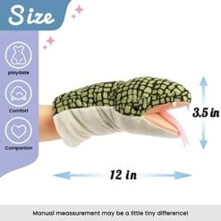 Hopearl Plush Snake Hand Puppet With Open Movable Mouth For Imaginative Play, Role Play, Interactive Toy For Storytelling Teaching Puppet Theater, Gift For Kids Boys Girls, Green, 12''