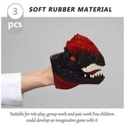 SAFIGLE Kids Toys 3pcs Children Game Puppets Animal Toys Gloves Play Parent Figure Rubber Tyrannosaurus Funny Favors Party Creative Head Cosplay Storytelling Toy Imaginative Puppet Children Toys