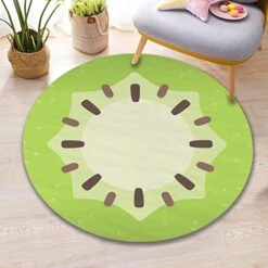 Rugendary Cute Kiwi Fruit Rug Cool And Fresh Home Decor For Kitchen Kids Room Bathroom Bedroom Non Slip Machine Washable Round Large Area Rug Spring Summer Home Decoration Carpet (2x2 Ft.) -Folkmanis Toys Shop 41Tvu4CvjEL