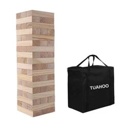 TUAHOO Outdoor Games Giant Tumbling Timbers Tumble Tower Blocks Games Wooden Stacking Game For Adult Kids Family Fun (2 FT To 4 FT)
