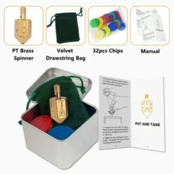 Put And Take Spinner Dice Game, Game Of Chance, Gambling Top Dice Type Game, Solid Brass ANTE-UP (Dice Brass)