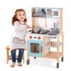 OOOK Wooden Play Kitchen Toddler 1-3,Kids Kitchen Playset With Real Light & Sound, Removable Sink, Microwave, Range Hood, Stove, Oven, Toddler Kitchen Sets For Kids Gift Age 3+… -Folkmanis Toys Shop 41UhZ8c4viL