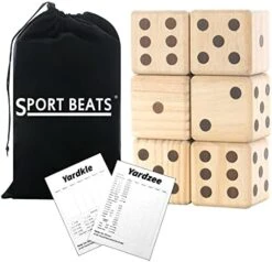 SPORT BEATS Giant Wooden Yard Dice, Outdoor Games Giant Yard Lawn Games Set Of 6 With Scorecards For Beach, Camping, Lawn And Backyard -Folkmanis Toys Shop 41VBXIU04OL. AC