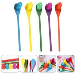 TOYANDONA Kids Toys 5 Sets Lawn Indoor Plaything Balance Carnival Integration Random And Funny Wooden Outdoor Eggs Children Halloween Kids Race Spoon Playing Gift Activity Games, Color Baby Spoons -Folkmanis Toys Shop 41W3Ylov77L