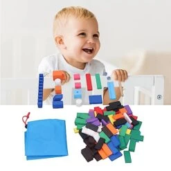 120 PCS Dominoes Set Smooth Surface Bulk Dominoes Racing Tiles Games Toy Wooden Building Blocks Bulk Dominoes Racing Tile Games With Extra Storage Bag (Domino Building Blocks) -Folkmanis Toys Shop 41W4HCZEUkL