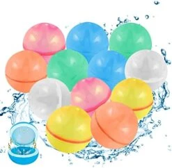 Reusable Water Balloons, Quick Self-Sealing Water Bomb For Adults Water Game, Water Balloons Quick Fill For Kids Toy, Water Splash Ball For Summer Toy And Party Supplies (12 Pcs) -Folkmanis Toys Shop 41WINVc3YL. AC 1