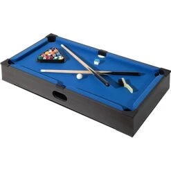 RayChee 27in Mini Pool Table Set, Tabletop Portable Billiards Game W/Small Billiards Balls, Pool Cues, Triangle Rack, Chalk, Brush For Adults, Kids, Cats, Toddlers