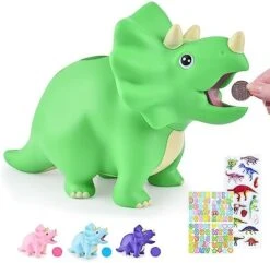 Dinosaur Piggy Bank For Kids, Unbreakable Plastic Money Coin Bank For Boys And Girls, Great Gifts For Birthday, Christmas, Baby Shower (Green) -Folkmanis Toys Shop 41XR94GSliL. AC
