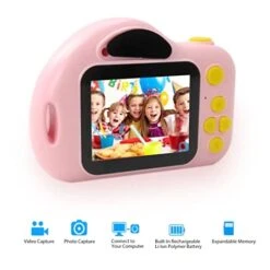 JRSHOME Kids Camera 1080P HD Digital Video Children Camera Portable Toys Toddler Photo With Games Pink For Age 3-10 Girls Gift For Christmas Birthday New Years -Folkmanis Toys Shop 41XS6lZkCtL