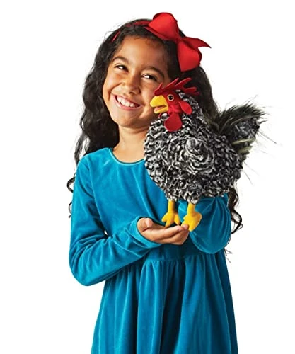 Folkmanis Barred Rock Rooster Hand Puppet, Black, White, Red, Yellow 5 Folkmanis Barred Rock Rooster Hand Puppet, Black, White, Red, Yellow - Image 3