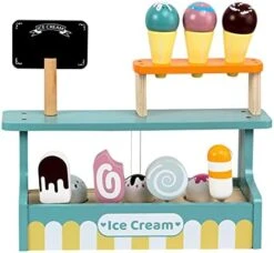 Wooden Ice Cream Toy Play Set, Ice Cream Cart Shop Stand Toys For Toddlers, Montessori Play Kitchen Accessories Wooden Food Set For Kids, Pretend Play For Toddlers -Folkmanis Toys Shop 41XsISXVM5L. AC