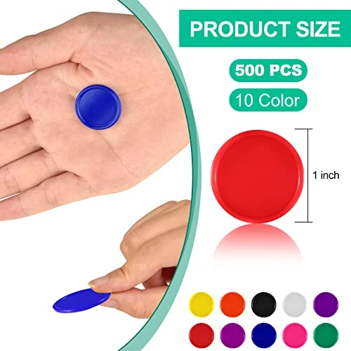 Coopay 500 Pieces Plastic Learning Counters Disks Bingo Chip 10 Colors Counting Discs Markers For Math Practice And Poker Chips Game Tokens Kids Reward, 1 Inch (10 Colors) 4 Coopay 500 Pieces Plastic Learning Counters Disks Bingo Chip 10 Colors Counting Discs Markers For Math Practice And Poker Chips Game Tokens Kids Reward, 1 Inch (10 Colors) - Image 2