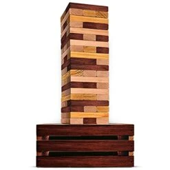 SWOOC Games - Reclaimed Giant Tower Game | 60 Large Blocks | Storage Crate/Outdoor Game Table | Starts Over 2.5ft Big | Max Height Of 5ft | Genuine Jumbo Toppling Yard Games | Jumbo Backyard Set